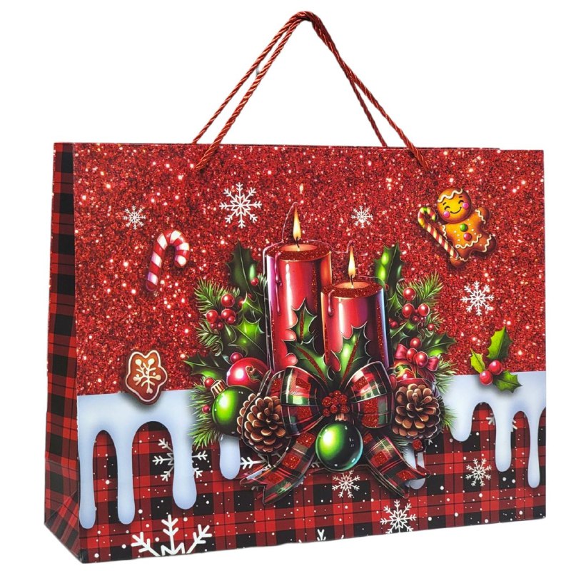 BOLSA DE REGALO NAVIDEÑA LARGA HORIZONTAL 39X30X11CM