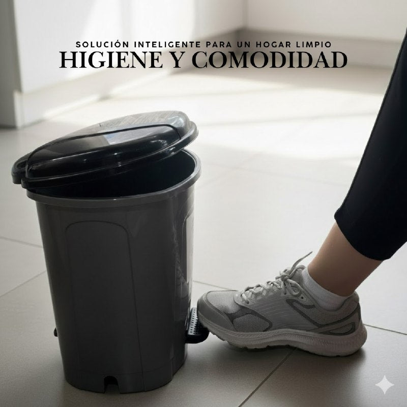 BASURERO CESTA PARA BASURA DE PLASTICO CON TAPA Y PEDAL KOLORR GO CLEAN 25X25X34CM