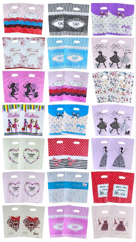 BOLSA DE REGALO PLASTICA GRANDE 30X40CM, PAQUETE 100UND