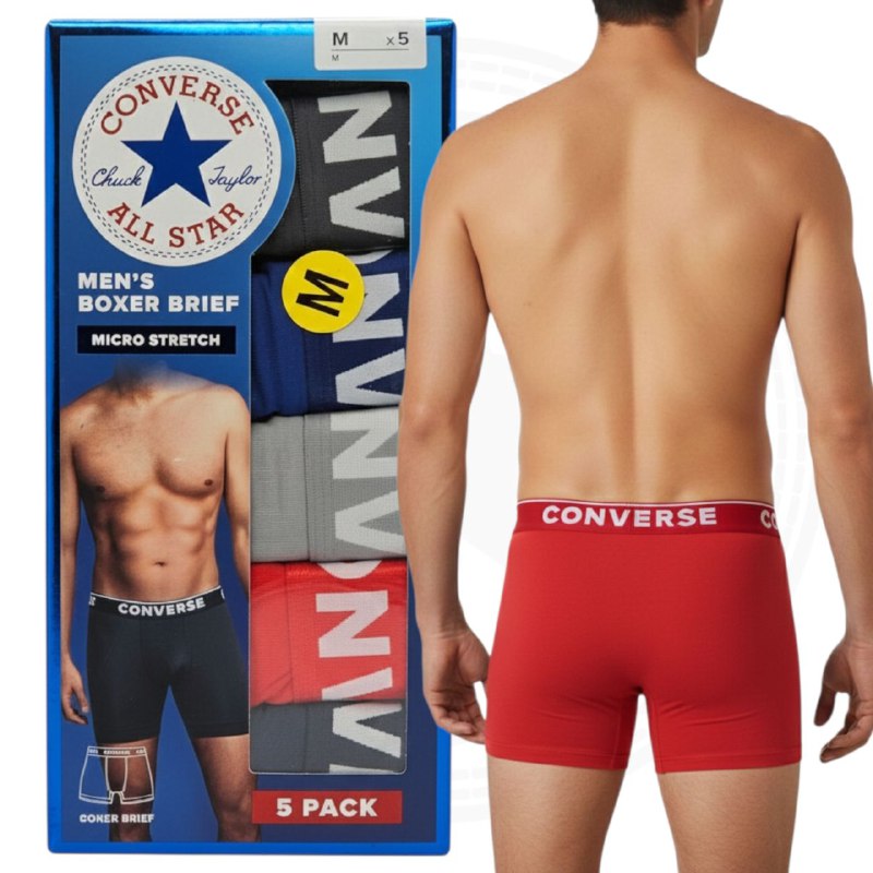 ROPA INTERIOR PARA CABALLERO, CONVERSE BOXER BRIEF MICRO STRETCH, 5 UNIDADES TALLA MEDIUM 81-86 (M)