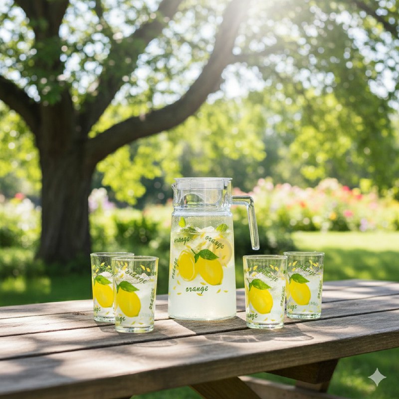 RECIPIENTE PICHEL JARRA SET DE JARRA CON VASOS DE VIDRIO DE 7 PIEZAS FRUTAL ELEGANTES GLASS WARE