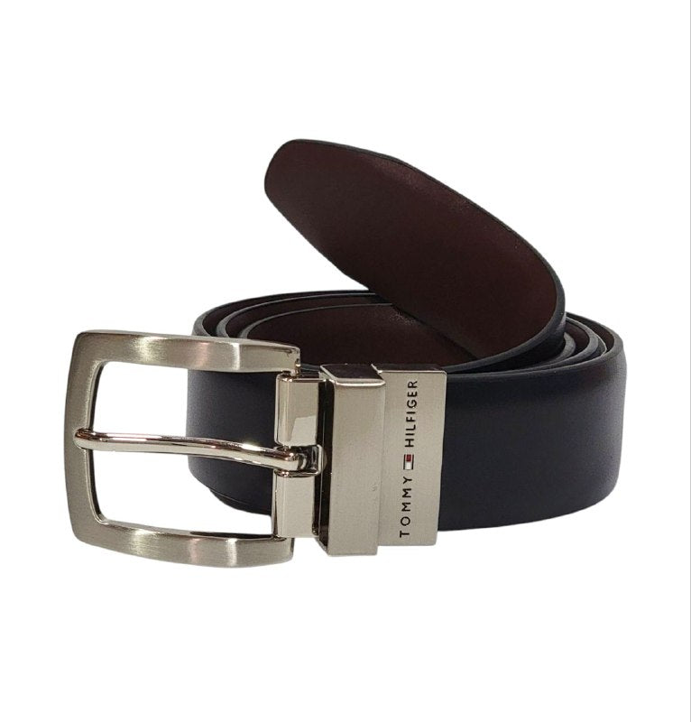 FAJA ORIGINAL TOMMY HILFIGER REVERSIBLE PARA CABALLERO COLOR NEGRO Y CAFÉ TALLA S 30-32