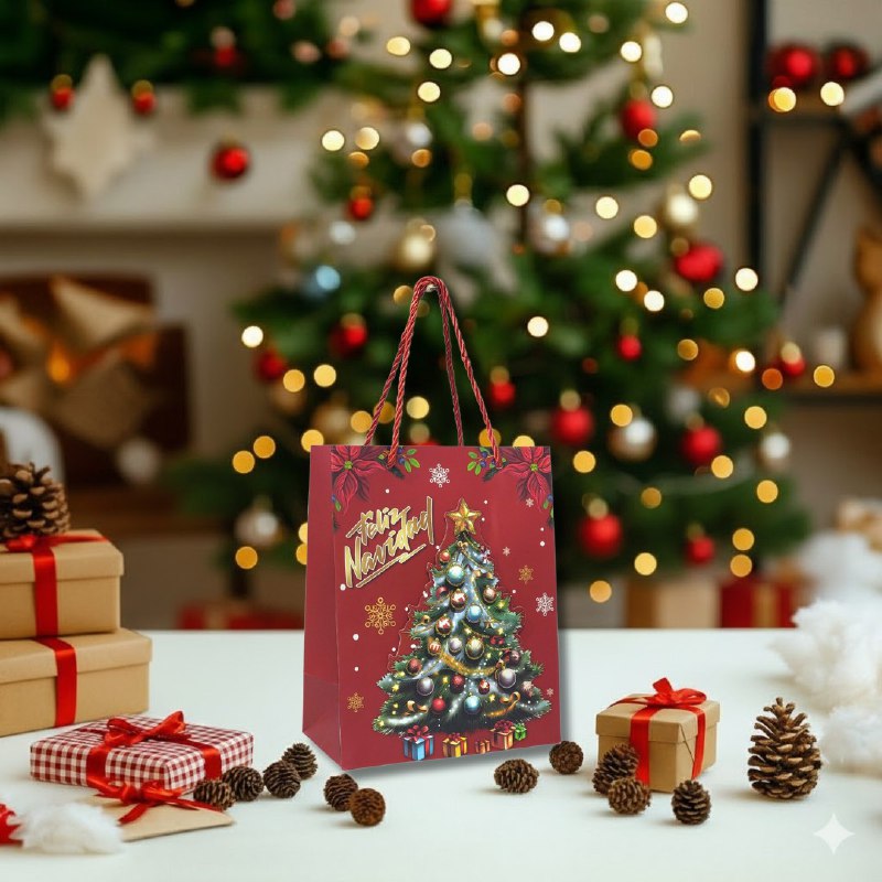 BOLSA DE REGALO NAVIDEÑA PEQUEÑA 18X23X10CM