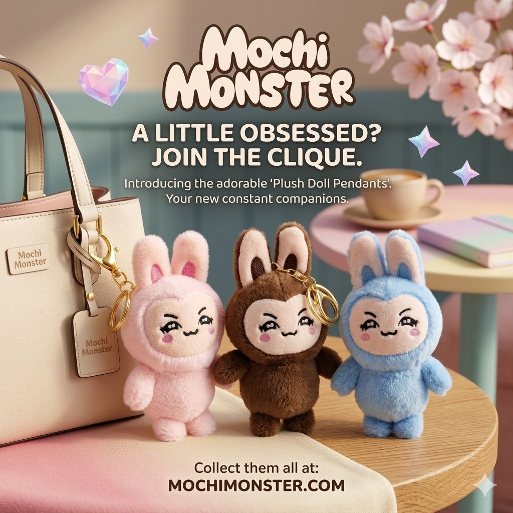 SET DE 3 LLAVEROS MOCHI MONSTER 7X15CM