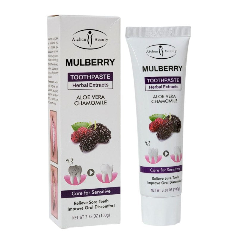 PASTA DENTAL PARA DIENTES SENSIBLES CON EXTRACTO DE MORA MANZANILLA Y ALOE VERA AICHUN BEAUTY 100G