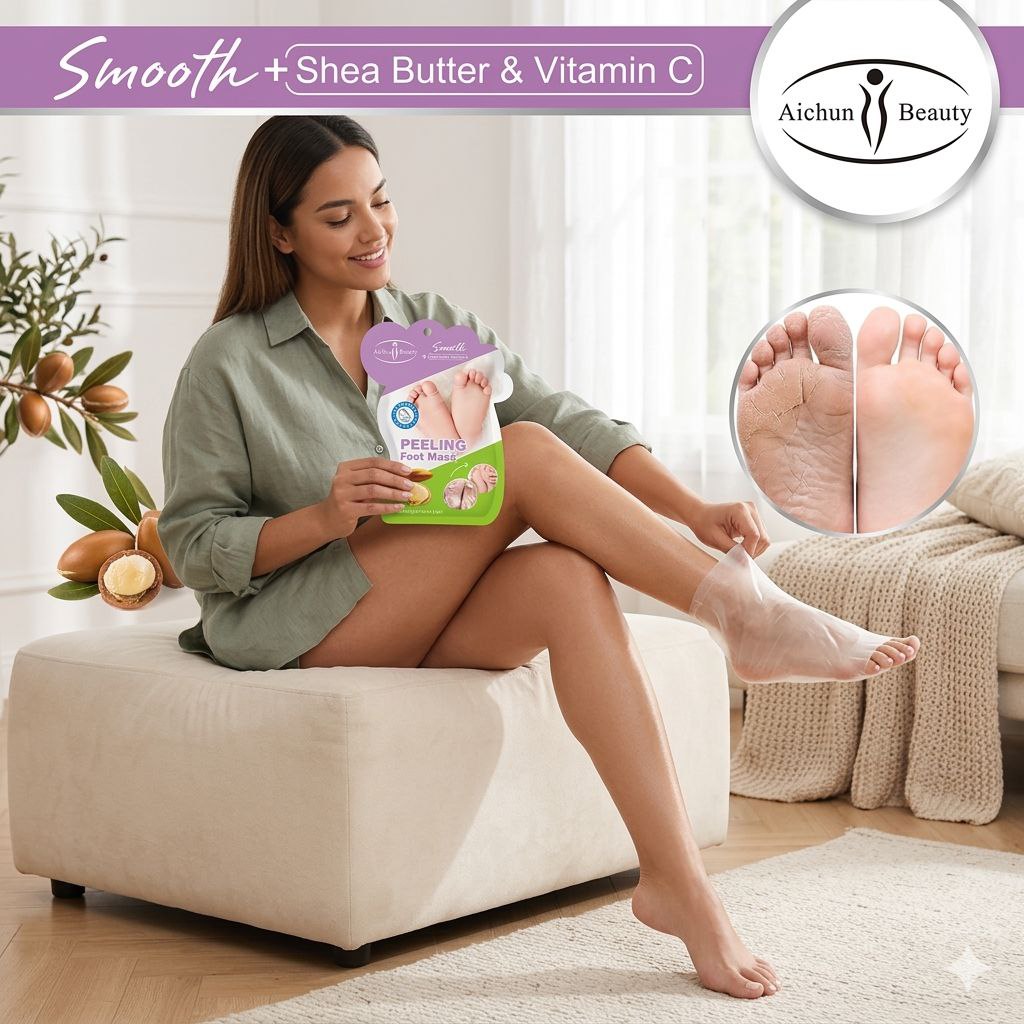MASCARILLA PARA PIES EXFOLIANTE CON MANTECA DE KARITE Y VITAMINA C AICHUN BEAUTY 40G 1 PAR