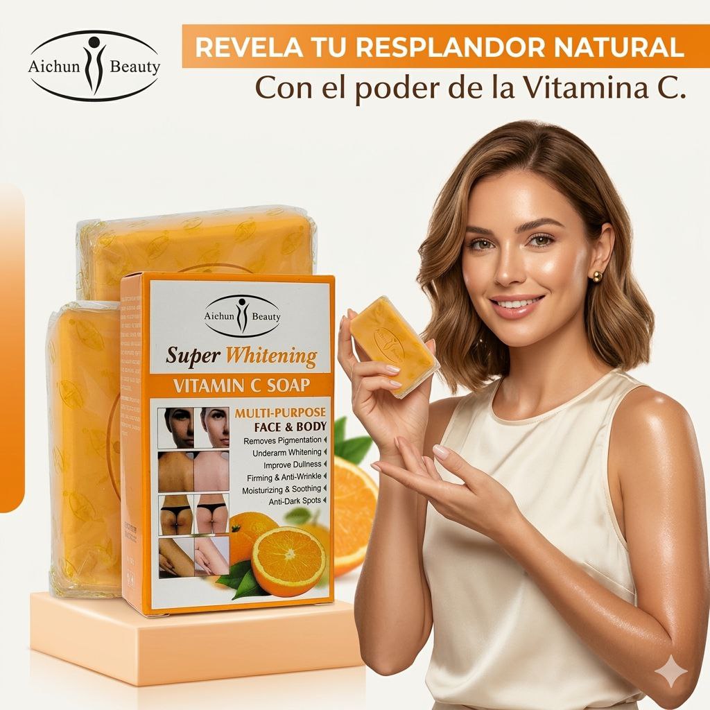JABON CORPORAL EN BARRA ACLARANTE CON VITAMINA C CONCENTRADA AICHUN BEAUTY 300G