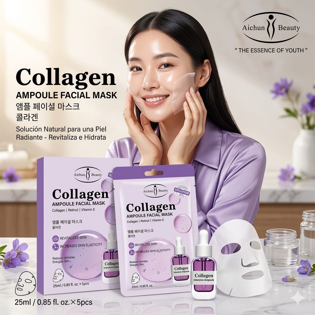 MASCARILLA FACIAL DE TELA ANTIEDAD CON COLAGENO HIDROLIZADO AICHUN BEAUTY 25ML