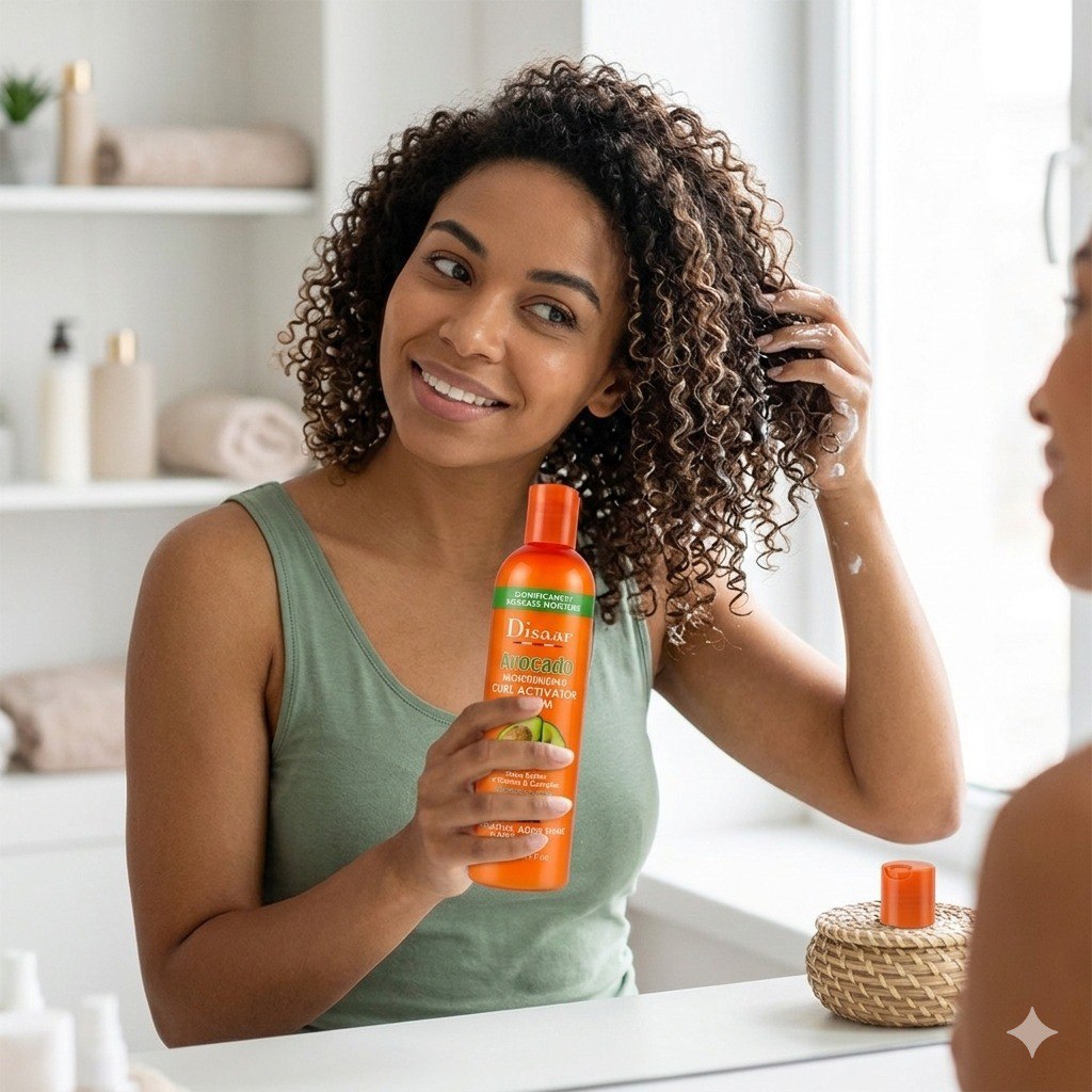 CREMA HIDRATANTE ACTIVADORA DE RIZOS DE AGUACATE CON VITAMINA B Y MANTECA DE KARITE DISAAR 355ML