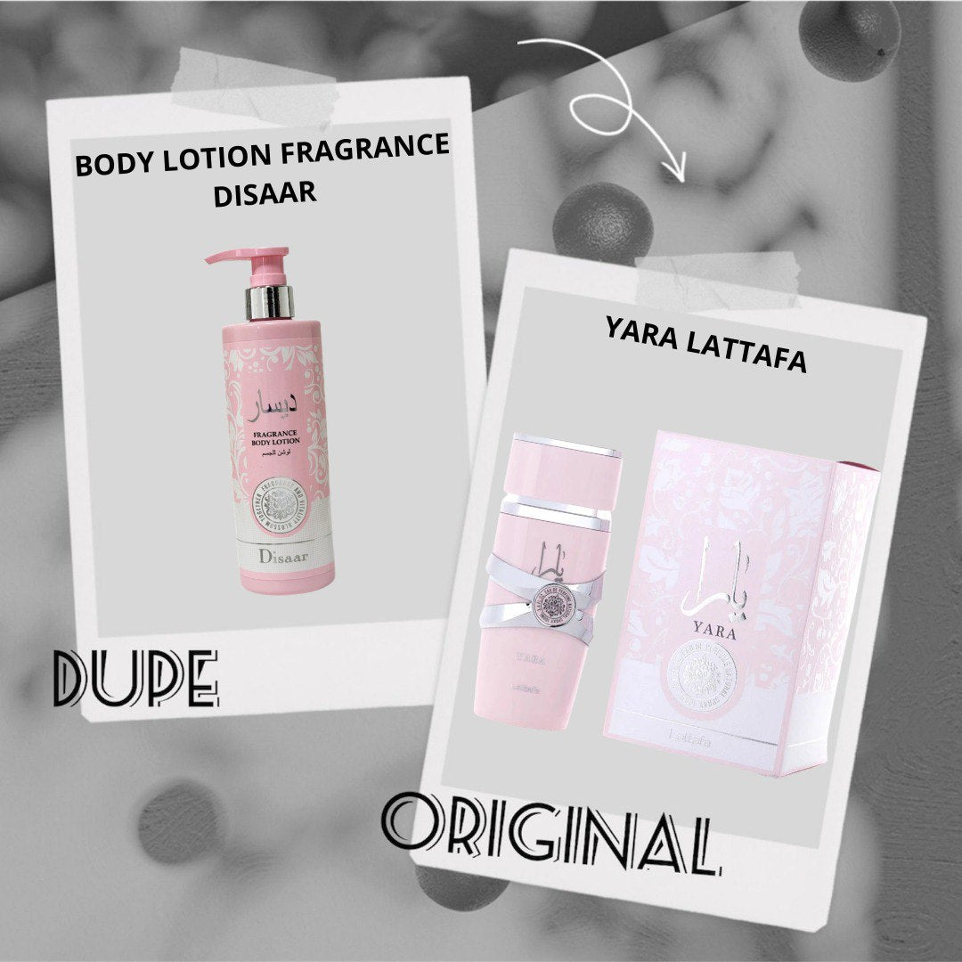 CREMA CORPORAL HIDRATANTE CON FRAGANCIA AROMA SIMILAR A YARA DISAAR 320ML