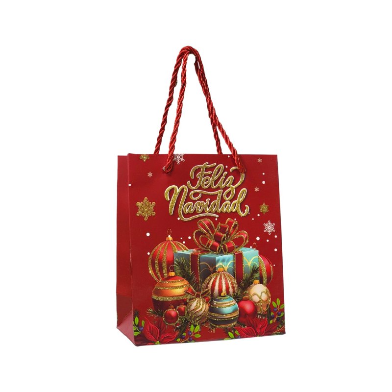 BOLSA DE REGALO NAVIDEÑA EXTRA PEQUEÑA 14X16X7CM