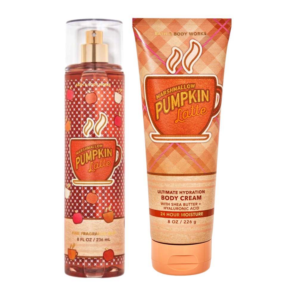 SET BATH & BODY WORKS PUMPKIN LATTE SPLASH 236ML, BODY LOTION 226G (M)