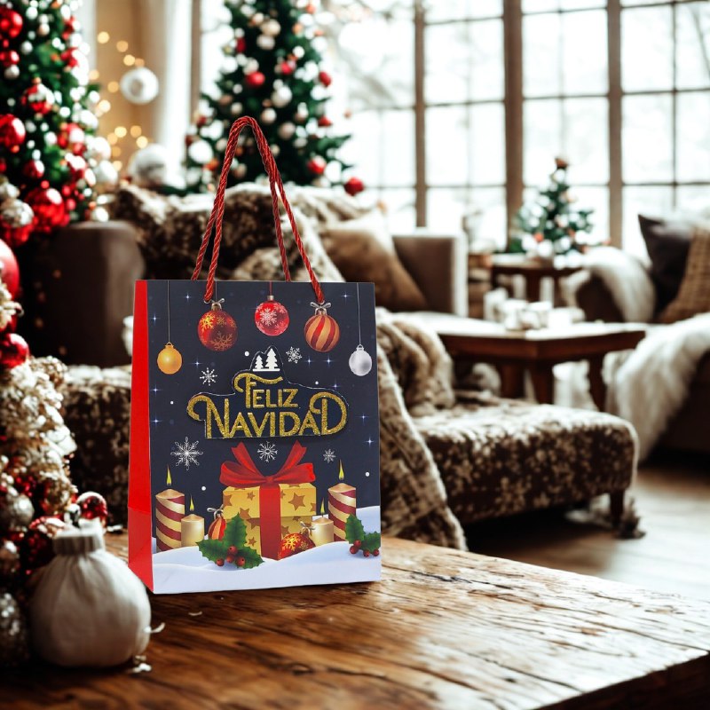 BOLSA DE REGALO NAVIDEÑA PAQUEÑA 18X23X10CM