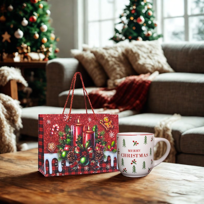 BOLSA DE REGALO NAVIDEÑA PEQUEÑA HORIZONTAL 24X18X10CM