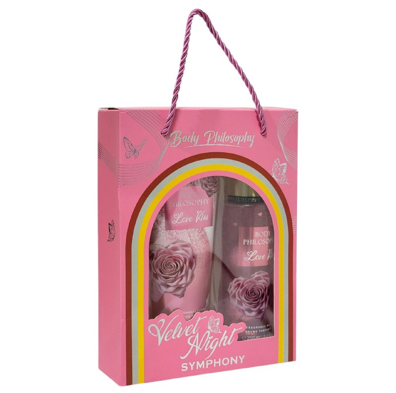 SET BODY PHILOSOPHY BESO DE AMOR SPLASH 250ML, CREMA CORPORAL 236ML (M)