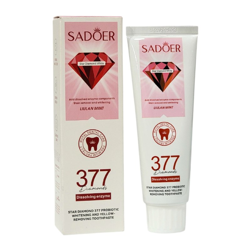 PASTA DENTAL BLANQUEADORA CON PROBIOTICOS DIAMANTE QUE ELIMINAN EL AMARILLENTO DE LOS DIENTES SADOER 100G