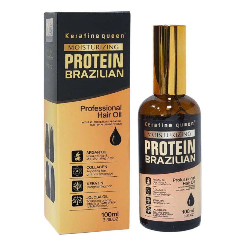 ACEITE PARA EL CABELLO CON PROTEINAS BRASILEÑAS ACEITE DE ARGAN Y JOJOBA KERATINE QUEEN 100ML