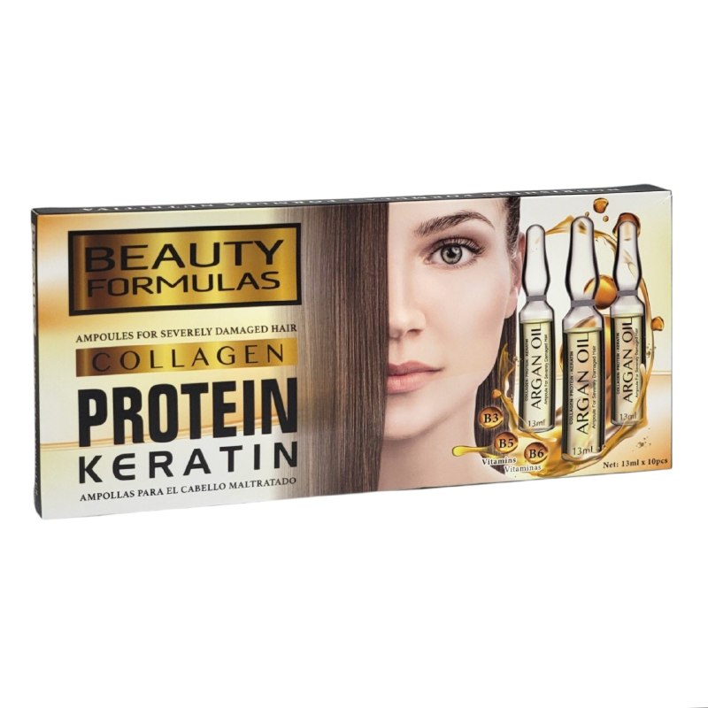 ACEITE PARA EL CABELLO EN AMPOLLAS DE KERATINA Y VITAMINAS DA ELASTICIDAD Y SUAVIZA BEAUTY 13MLX10UND