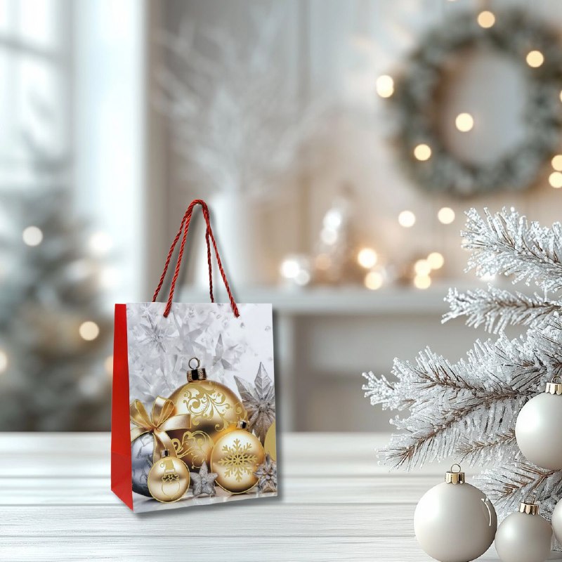 BOLSA DE REGALO NAVIDEÑA PEQUEÑA 18X23X10CM