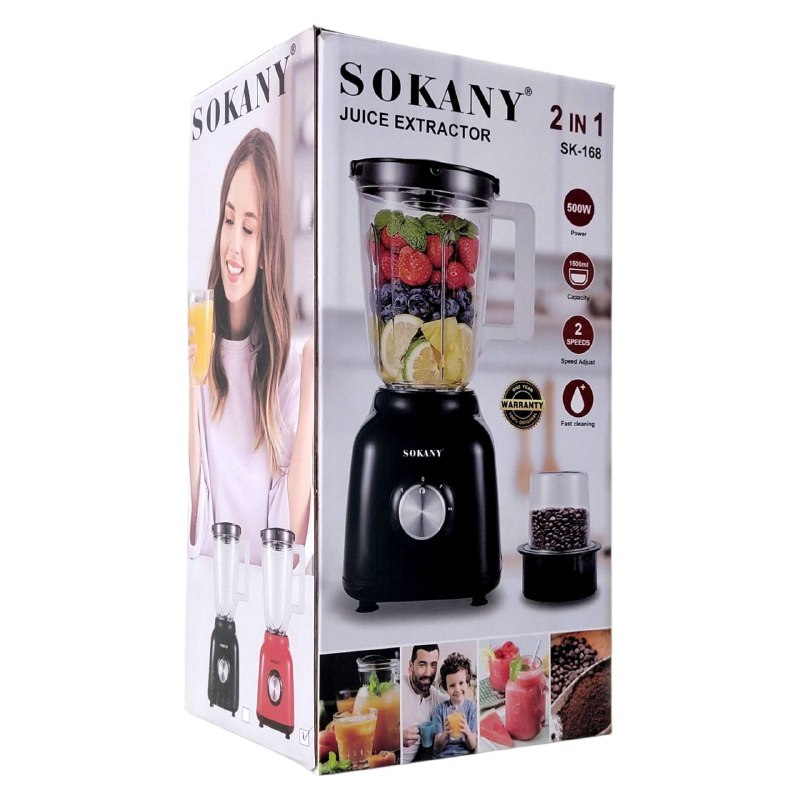MAQUINA LICUADORA 2 EN 1, LIMPIEZA RAPIDA, 500W, 2 VELOCIDADES SK-168 SOKANY 1500ML