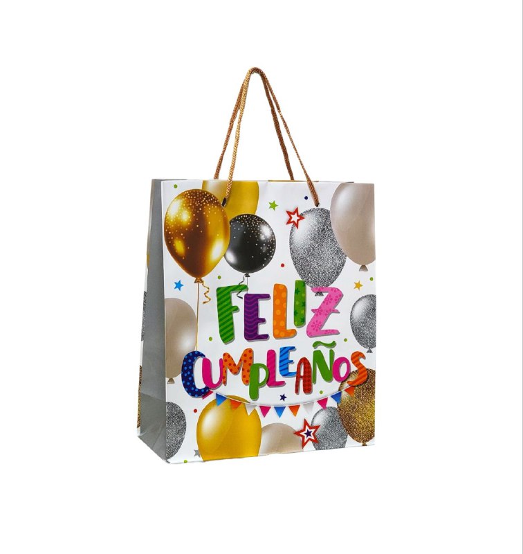 BOLSA DE REGALO FELIZ CUMPLEAÑOS PEQUEÑA 18X8X21.5CM