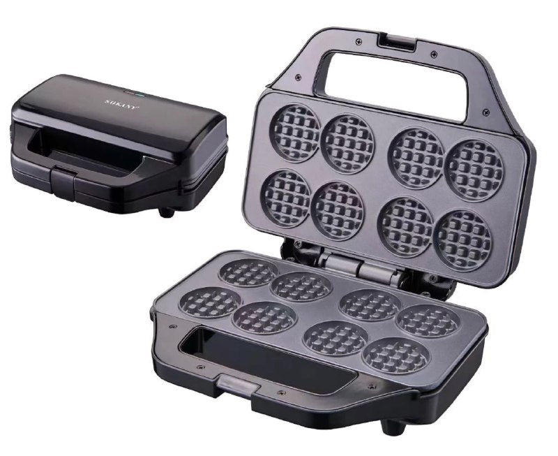 MAQUINA WAFFLERA SK-08085, LUZ INDICADORA POTENCIA Y LISTA, CONTROL AUTOMATICO DE TEMPERATURA, RECUBRIMIENTO ANTIADHERENTE, 800W FUERZA SOKANY