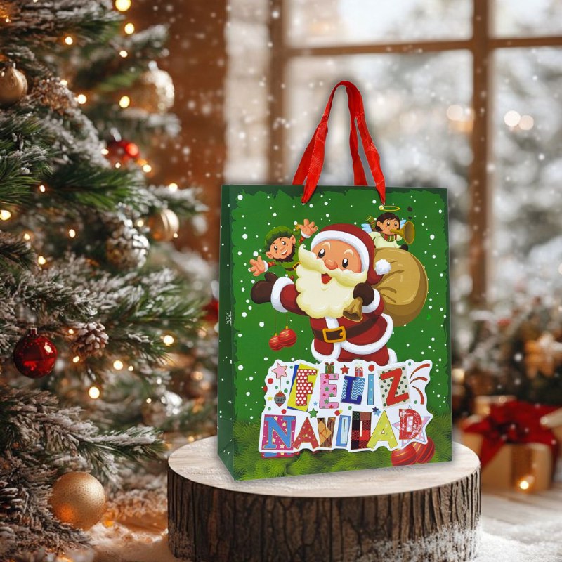 BOLSA DE REGALO NAVIDEÑA MEDIANA 26X32X10CM