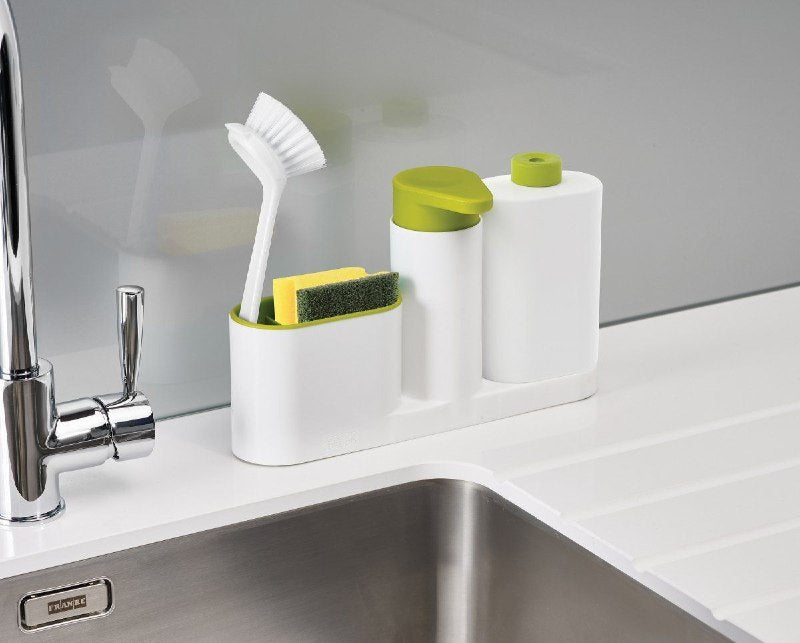 DISPENSADOR DE JABON LIQUIDO PARA COCINA, BAÑO,ETC, CON ORGANIZADOR PARA ESPONJAS Y CEPILLOS, MANTIENE ORDENADO TUS ESPACIOS