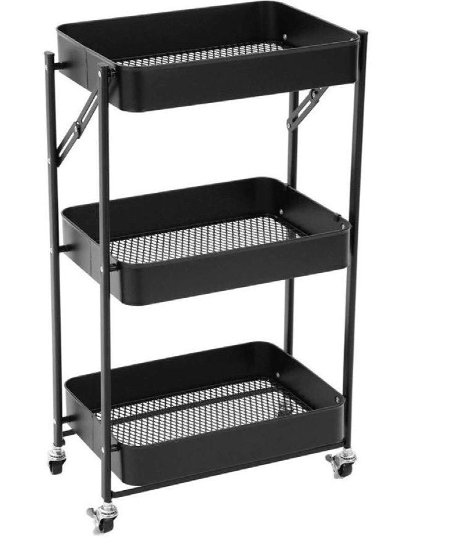 ORGANIZADOR CARRITO PLEGABLE DE 3 NIVELES DE METAL CON RUEDAS