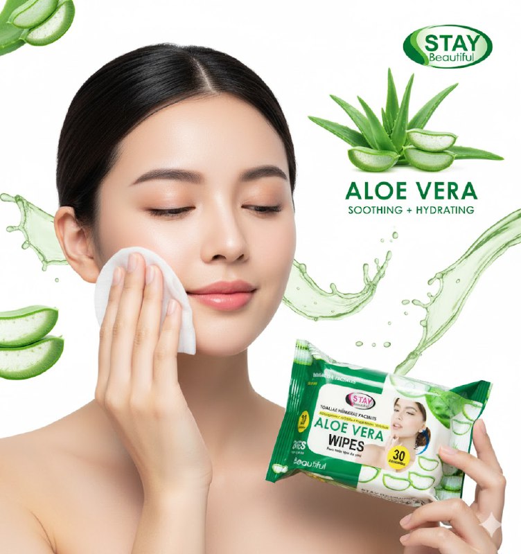 TOALLITAS HUMEDAS FACIALES DE ALOE VERA HIDRATANTES STAY BEAUTIFUL 30UND