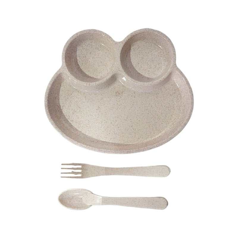 PLATO EN SET INFANTIL DE 4 DIVISIONES DE RANITA 3 COLORES