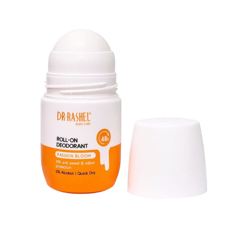 DESODORANTE ROLL ON DE FLOR DE LA PASION, FORMULA SIN ALCOHOL, RAPIDA ABSORCION PIEL SECA AL TACTOM PROTEGE CONTRA EL SUDOR Y MAL OLOR DR RASHEL 50ML