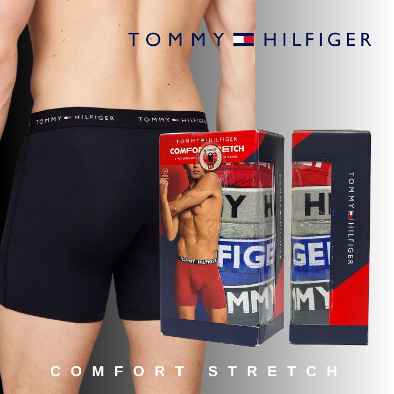 ROPA INTERIOR PARA CABALLERO TOMMY HILFIGER COMFORT STRETCH BOXER BRIEF 4 UNIDADES TALLA XTRA LARGE 36-38 (XL)
