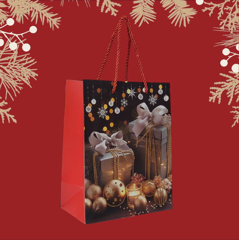 BOLSA DE REGALO NAVIDEÑA GRANDES ELEGANTES 30X12X41.5CM