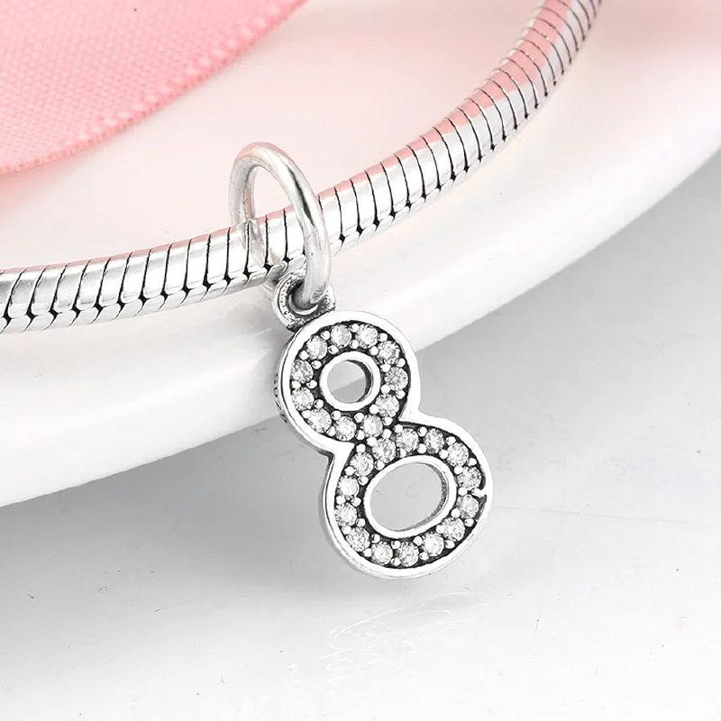 PCHARM4065$8 NUMERO 8 PANDORA PLATA 9.25