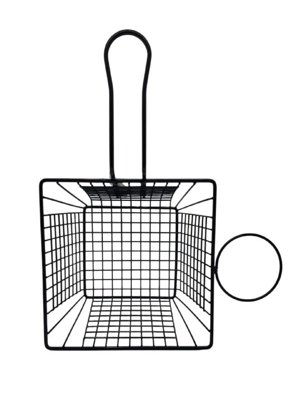 CESTA FREIDORA DE PAPAS DE ACERO DE 7CM, CON COMPARTIMIENTO PARA ADEREZO