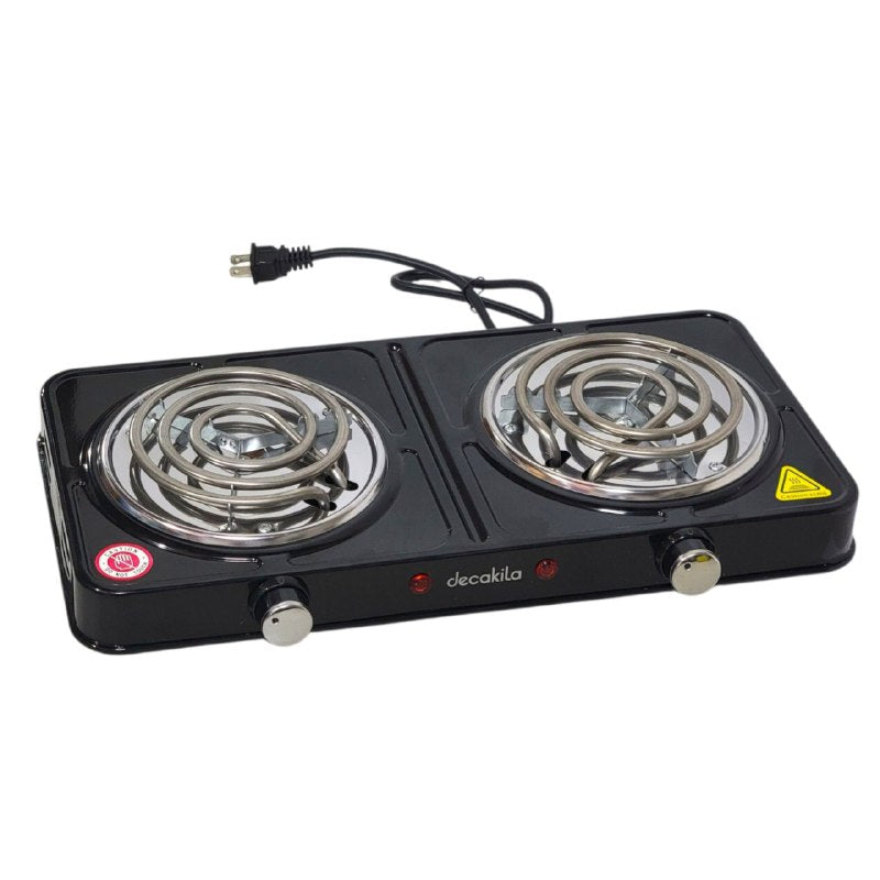 MAQUINA ESTUFA ELECTRICA DE 2 HORNILLAS PORTATIL 1000W DECAKILA