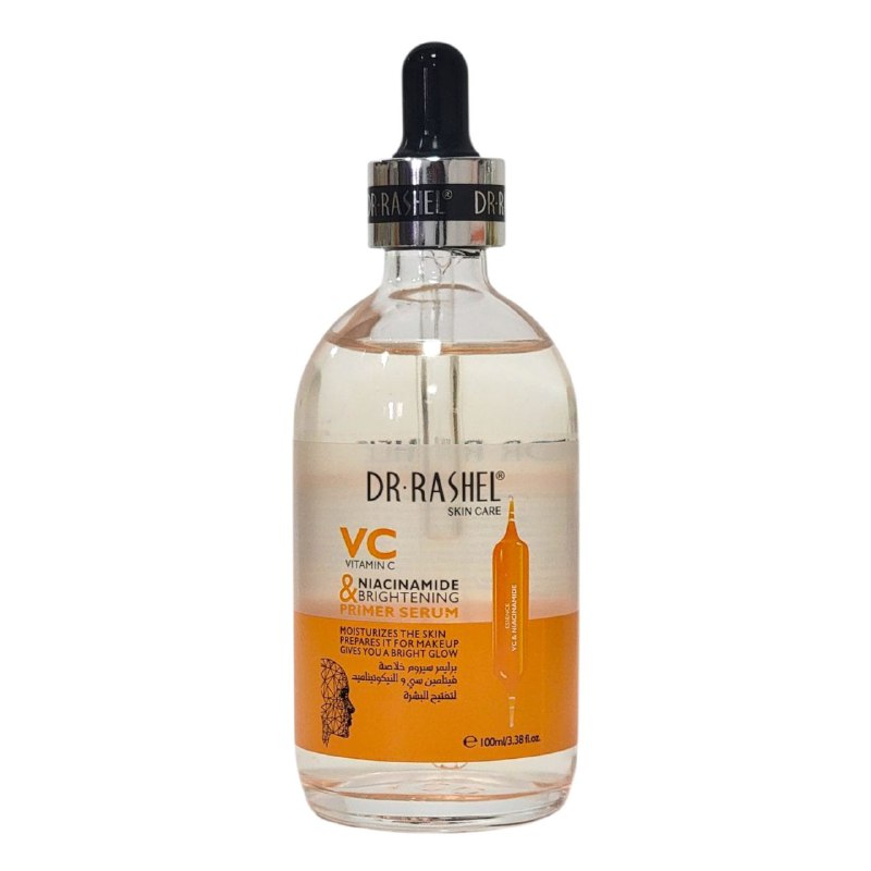 SUERO FACIAL BASE ILUMINADOR CON VITAMINA VC Y NIACINAMIDA HIDRATANTE 100ML, PREPARA LA PIEL PARA EL MAQUILLAJE, DANDO BRILLO RADIANTE Y DEJANDOLA JOVEN Y SUAVE DR RASHEL