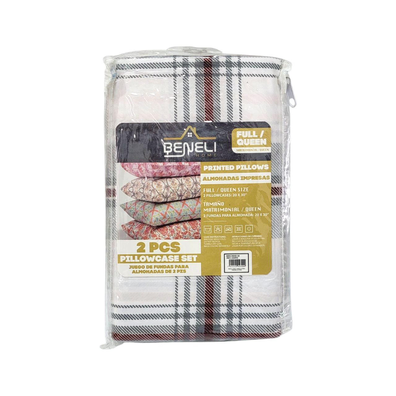 FUNDAS PARA ALMOHADAS TAMAÑO MATRIMONIAL/QUEEN 2PCS BENELI HOME 50X76CM X 2PCS