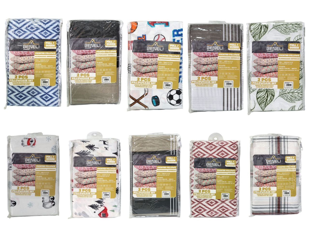 FUNDAS PARA ALMOHADAS TAMAÑO MATRIMONIAL/QUEEN 2PCS BENELI HOME 50X76CM X 2PCS