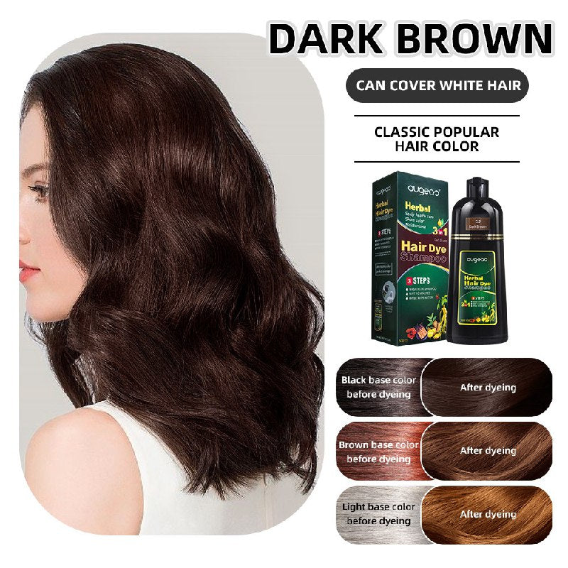 SHAMPOO TINTE PARA EL CABELLO 3 EN 1 COLOR CAFE OSCURO AUGEAS HERBAL HAIR 500ML