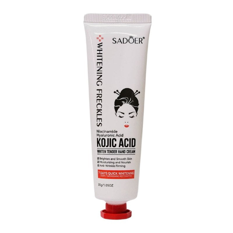 CREMA CORPORAL DE MANOS BLANQUEADORA CON NIACINAMIDA ACIDO KOJICO E HIALURONICO SADOER 30G