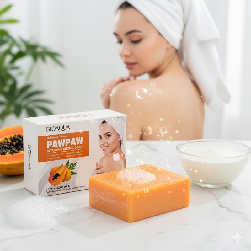 JABON CORPORAL EN BARRA DE VITAMINA C BLANQUEADOR 100G, ES UN JABON CON ESPUMA RICA Y DELICADA QUE LIMPIA SUAVEMENTE LA PIEL, CONTROLANDO EL EXCESO DE ACEITE, NUTRE Y SUAVIZA LA PIEL BIOAQUA