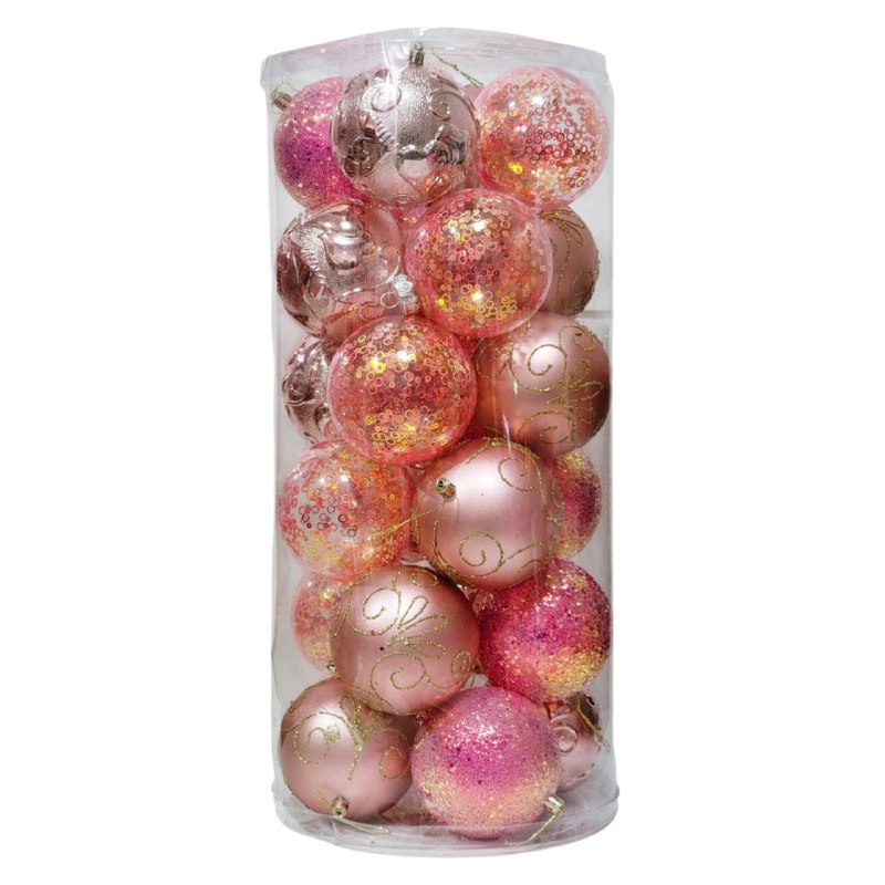 DECORACION ADORNO NAVIDEÑO PAQUETE DE 24 BOLAS DECORATIVAS DE 29CM DIAMETRO, IDEALES PARA DARLE UN TOQUE UNICO A TU ARBOL DE NAVIDAD