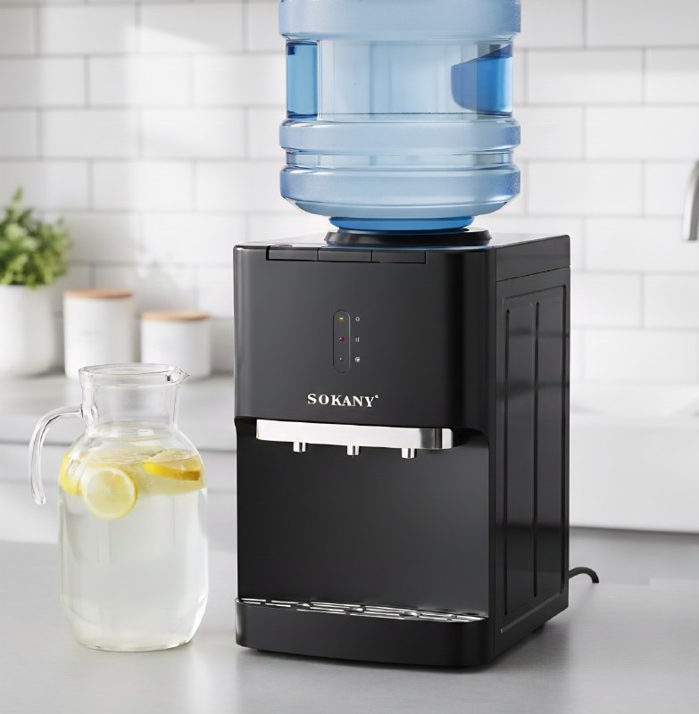 MAQUINA DISPENSADOR DE AGUA OASIS DE ACABADO NEGRO MATE ELEGANTE SOKANY