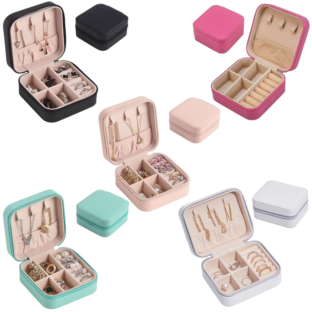 ORGANIZADOR DE JOYAS, MINI JOYERO PORTATIL, IDEAL PARA ANDAR EN EL BOLSO 5 COLORES