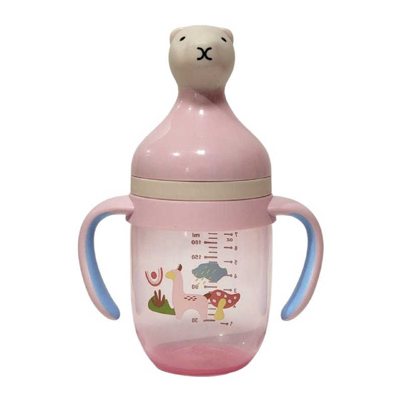 BIBERON CHUPON PARA BEBES CON ASAS, PEPE DE FACIL AGARRE Y BOQUILLA O TAPA PREVIENE DERRAMES, CAPACIDAD 210ML SMILY BABY