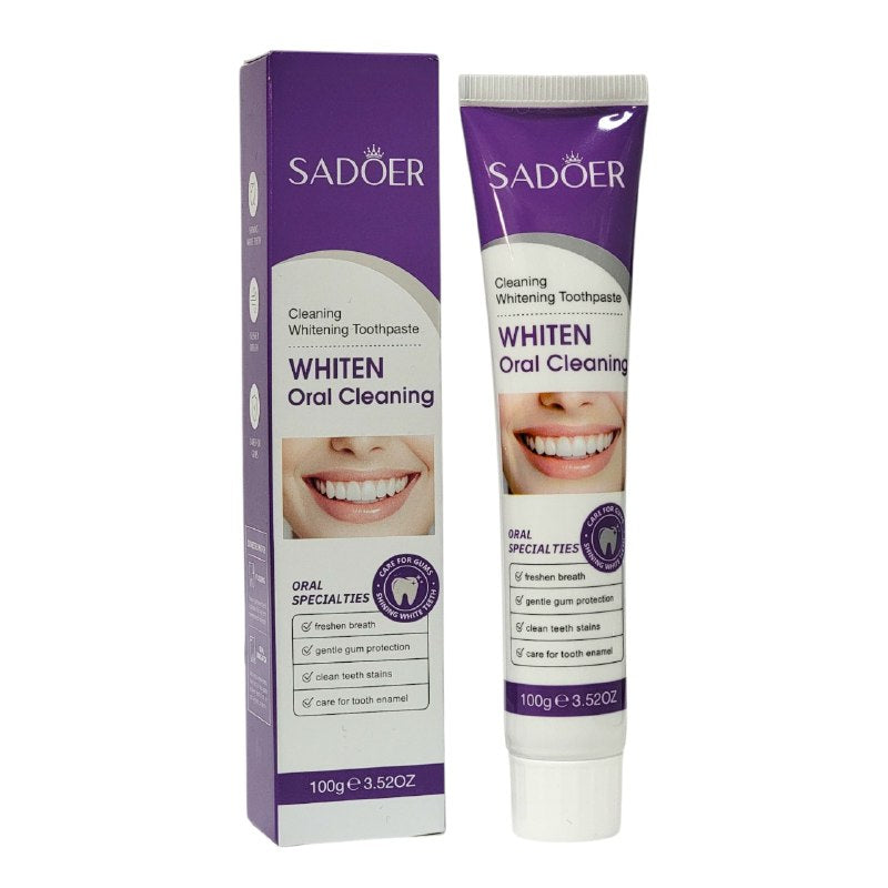 PASTA DENTAL LIMPIADORA Y BLANQUEADORA SUAVE PARA LAS ENCIAS SADOER 100G