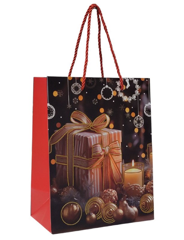 BOLSA DE REGALO NAVIDEÑA GRANDES ELEGANTES 30X12X41.5CM