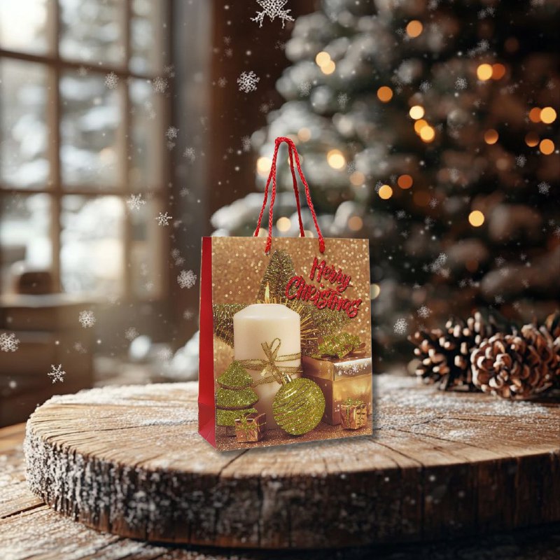 BOLSA DE REGALO NAVIDEÑA PEQUEÑA 19.5X23.5X8CM